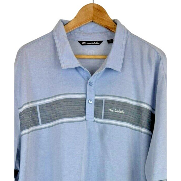 Travis Mathew Polo Men's XXL Blue Short Sleeve Golf Preppy Soft Stripe - Picture 2 of 7